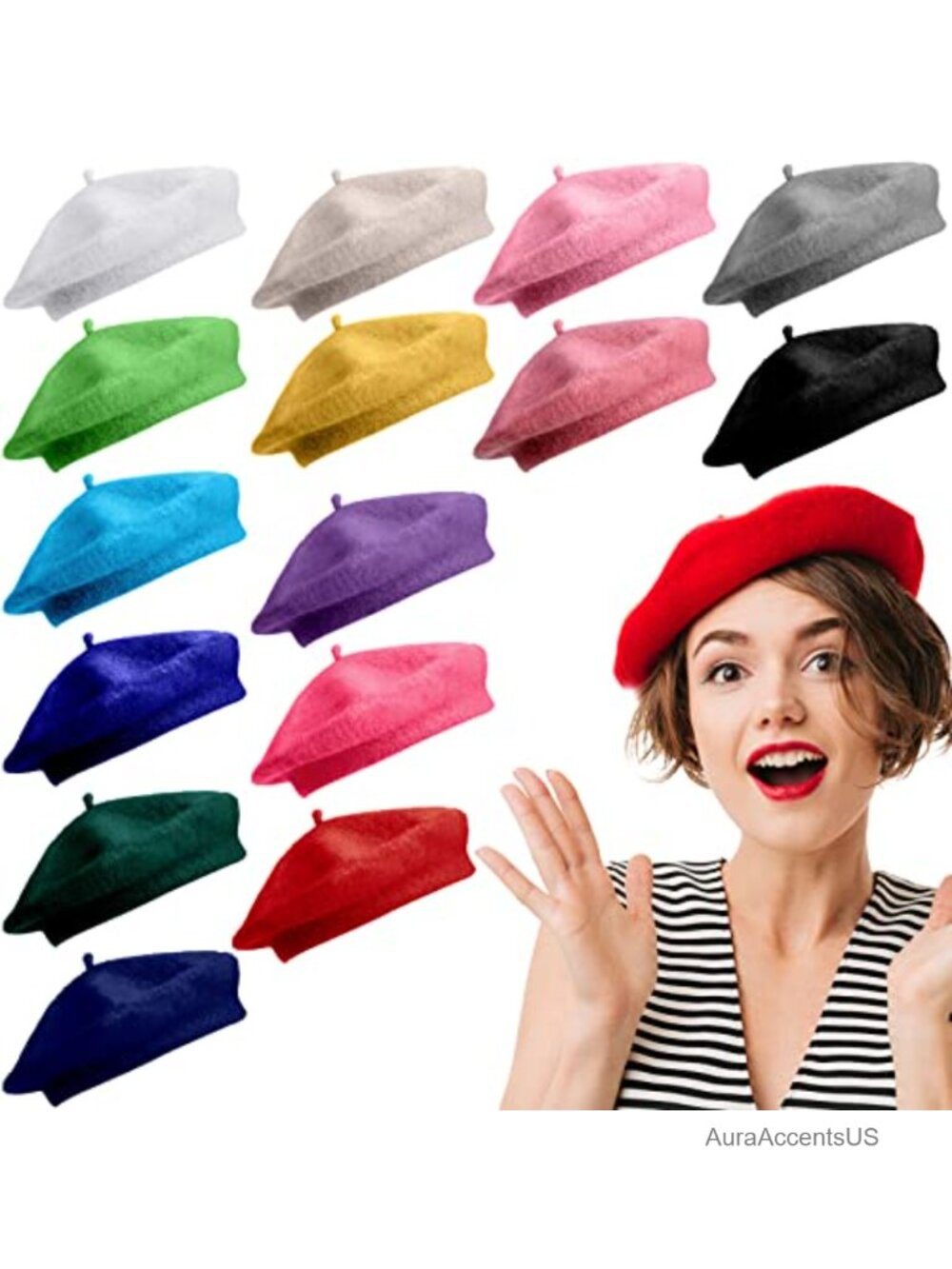 Women Wool Beret Hat French Artist Cap Solid Winter Designer Hat